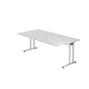 Schreibtisch, HxBxT 720x2000x1000mm, Platte weiß, C-Fuß RAL9006