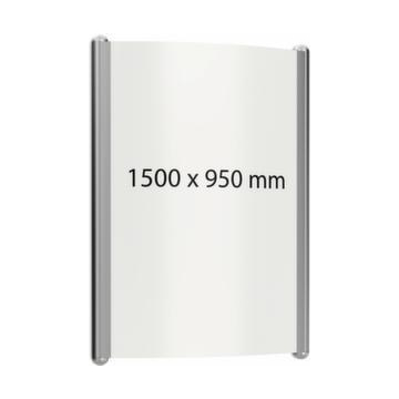 Wandschild,HxB 1500x1100mm,Wandmontage,Schild Stahl,Rahmen Alu,silber