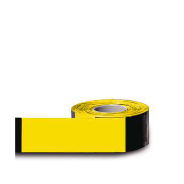 Absperrband,Band LxB 500mx80mm,PE,schwarz/gelb