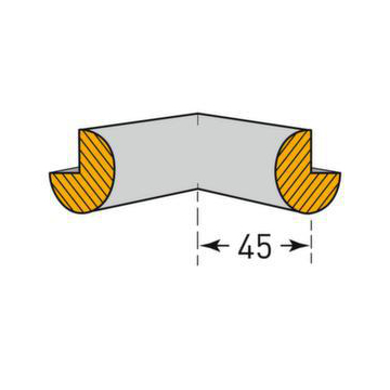 Inneneckenschutz,Kreis,2 Schenkel,L 45mm,PU,gelb/schwarz,selbstklebend