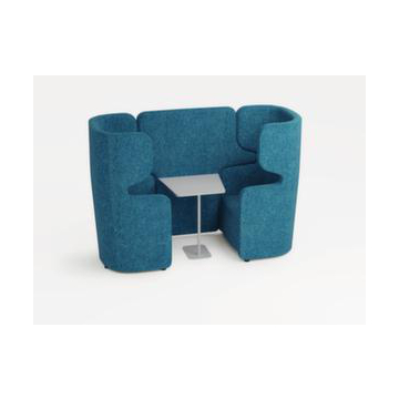 Sitzgruppe, 2 Sessel, Tisch, 2-Sitzer, schallabsorbierend, Stoff blau