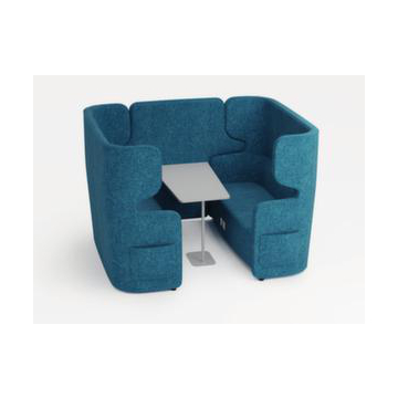 Sitzgruppe, 2 Sofas, Tisch, 4-Sitzer, schallabsorbierend, Stoff blau
