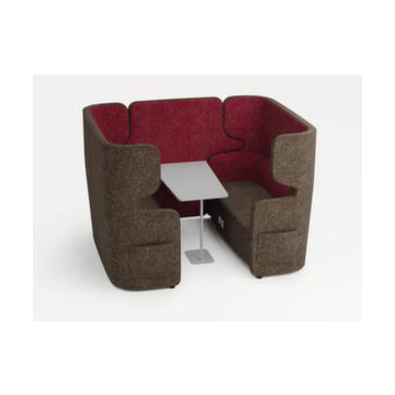 Sitzgruppe,2 Sofas,Tisch,4-Sitzer,schallabsorbierend,Stoff braungrau/rot