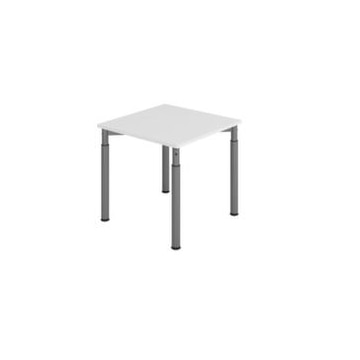Schreibtisch,HxBxT 680-820x800x800mm,Platte grau,4-Fuß graphit,Rundrohr