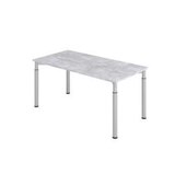 Schreibtisch,HxBxT 680-820x1600x800mm,Platte Beton,4-Fuß silber,Rundrohr