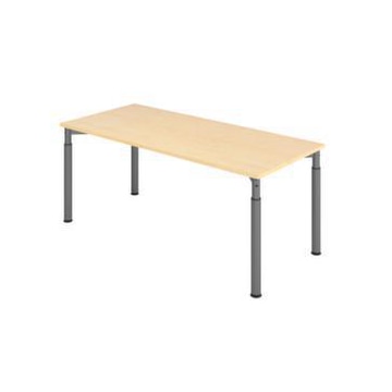 Schreibtisch,HxBxT 680-820x1800x800mm,Platte Ahorn,4-Fuß graphit,Rundrohr