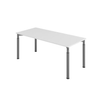 Schreibtisch,HxBxT 680-820x1800x800mm,Platte grau,4-Fuß graphit,Rundrohr