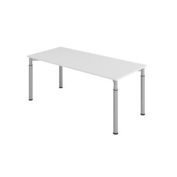 Schreibtisch,HxBxT 680-820x1800x800mm,Platte grau,4-Fuß silber,Rundrohr