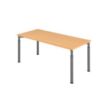 Schreibtisch,HxBxT 680-820x1800x800mm,Platte Buche,4-Fuß graphit,Rundrohr