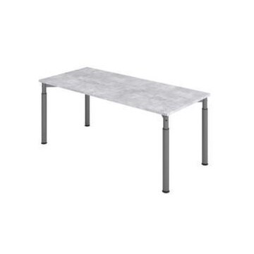 Schreibtisch,HxBxT 680-820x1800x800mm,Platte Beton,4-Fuß graphit,Rundrohr