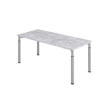 Schreibtisch,HxBxT 680-820x1800x800mm,Platte Beton,4-Fuß silber,Rundrohr