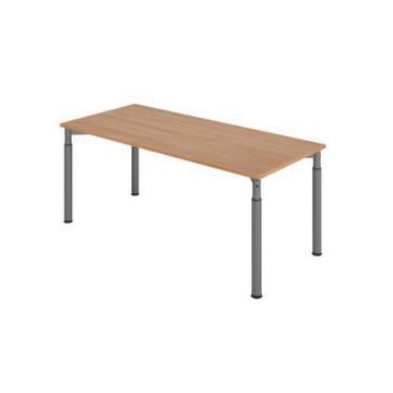 Schreibtisch, HxBxT 680-820x1800x800mm, Platte Nussbaum, 4-Fuß graphit