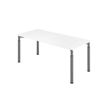 Schreibtisch,HxBxT 680-820x1800x800mm,Platte weiß,4-Fuß graphit,Rundrohr