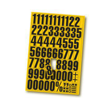 Regalfeldmagnet, Ziffern 0-9, DIN A4, H 43mm, Magnetfolie, gelb/schwarz