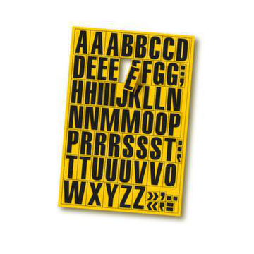 Regalfeldmagnet,Buchstaben A-Z,DIN A4,H 43mm,Magnetfolie,gelb/schwarz