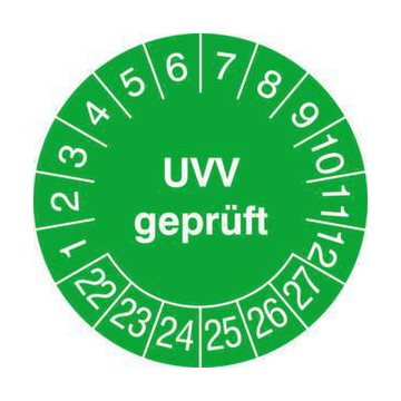 Prüfplakette,UVV geprüft,Aufkleber,Ø 30mm,Jahresfarbe 2022 grün