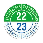 Prüfplakette,2 Jahre,Aufkleber,Ø 20mm,Jahresfarbe 2022/2023 grün blau