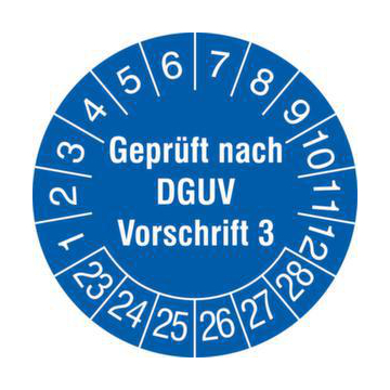 Prüfplakette,Geprüft nach DGUV V3,Aufkleber,Ø 30mm,Jahresfarbe 2023-blau