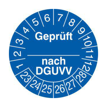 Prüfplakette,Geprüft nach DGUV,Aufkleber,Ø 30mm,Jahresfarbe 2023-blau