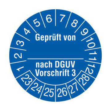 Prüfplakette,geprüft von/nach DGUV V3,Aufkleber,Jahresfarbe 2023-blau