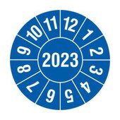 Prüfplakette, Monat (Typ 1), Aufkleber, Ø 10mm, Jahresfarbe 2023-blau