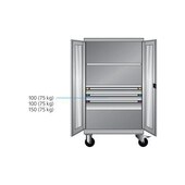 Mobiler Flügeltürenschrank, HxBxT 1813x1205x691mm, 3xStahlboden