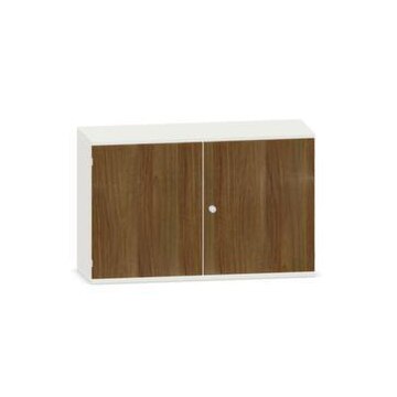 Büroschrank,HxBxT 770x1200x430mm,Dekor Korpus weiß,Dekor Front Nussbaum