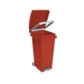 Treteimer,1x80l,HxBxT 790x370x510mm,Klemmring,Korpus PP rot,Deckel PP rot