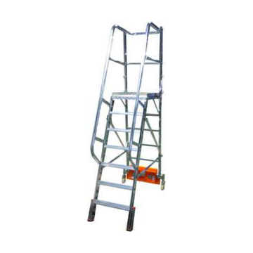 Fahrbare Stufen-Plattformleiter, einseitig, 7 Stufe(n), Stand H 1, 65m