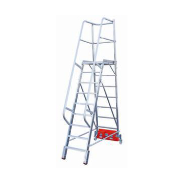Fahrbare Stufen-Plattformleiter, einseitig, 9 Stufe(n), Stand H 2, 1m