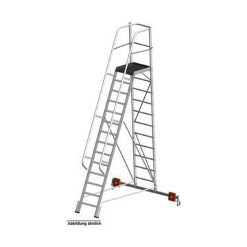 Fahrbare Stufen-Plattformleiter, einseitig, 10 Stufe(n), Stand H 2, 35m