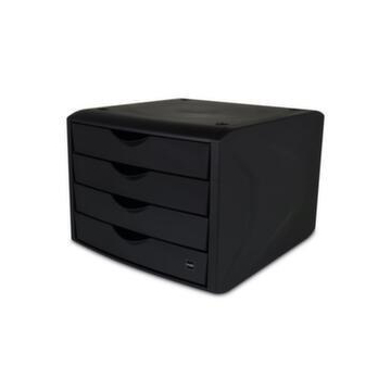 Schubladenbox,4xDIN A4,HxBxT 215x265x332mm,Kunststoff (recycelt),schwarz