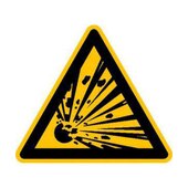 Warnschild,Warnung v. explosionsgefährlichen Stoffen,Alu,gelb/schwarz