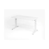 Schreibtisch, HxBxT 650-850x1400x670mm, Platte weiß, C-Fuß weiß