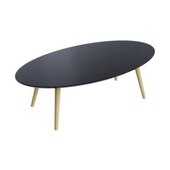 Beistelltisch, HxBxT 350x1150x600mm, oval, 4-Fuß Buche, Platte schwarz