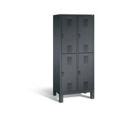 Doppelstöckiger Abteilschrank,Korpus RAL7021,Front RAL3003