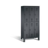 Doppelstöckiger Abteilschrank,Korpus RAL7021,Front RAL3003