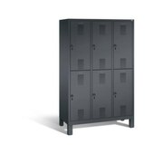 Doppelstöckiger Abteilschrank,Korpus RAL7021,Front RAL3003