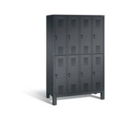 Doppelstöckiger Abteilschrank,Korpus RAL7021,Front RAL3003