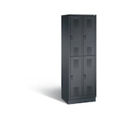 Doppelstöckiger Abteilschrank,Korpus RAL7021,Front RAL3003