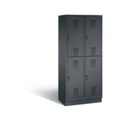 Doppelstöckiger Abteilschrank,Korpus RAL7021,Front RAL3003