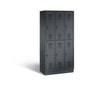 Doppelstöckiger Abteilschrank,Korpus RAL7021,Front RAL3003