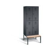 Doppelstöckiger Sitzbankschrank,Korpus RAL7021,Front RAL3003