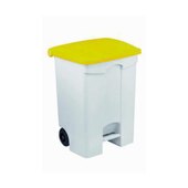 Contitop, mobiler Abfallbehälter mit Pedal 70L weiß/gelb