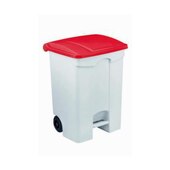 Contitop, mobiler Abfallbehälter mit Pedal 70L weiß/rot