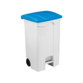 Contitop, mobiler Abfallbehälter mit Pedal 90L weiß/blau