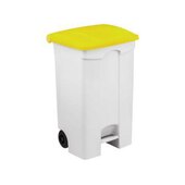 Contitop, mobiler Abfallbehälter mit Pedal 90L weiß/gelb