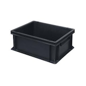 ESD-Stapelbehälter,HxLxB 170x400x300mm,16l,PP,schwarz,Wände geschlossen