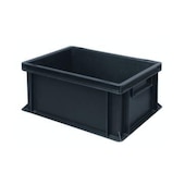 ESD-Stapelbehälter,HxLxB 220x400x300mm,21l,PP,schwarz,Wände geschlossen