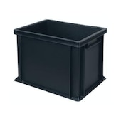 ESD-Stapelbehälter,HxLxB 320x400x300mm,31l,PP,schwarz,Wände geschlossen